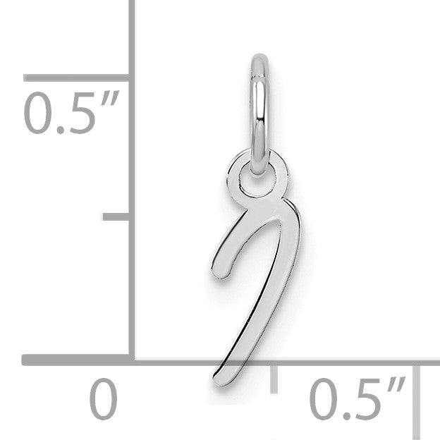 14K White Gold Uppercase Letter I Initial Charm