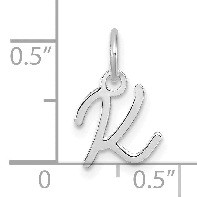 14K White Gold Uppercase Letter K Initial Charm