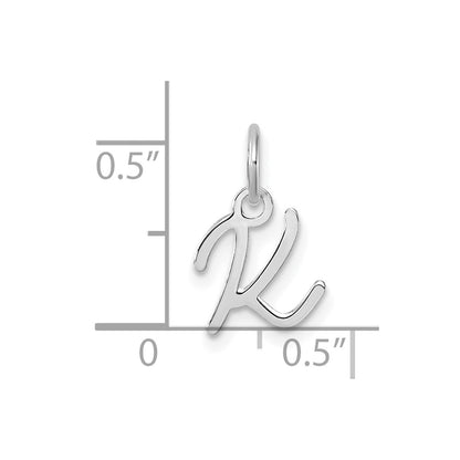 14K White Gold Uppercase Letter K Initial Charm