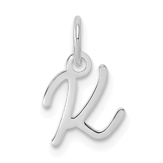 14K White Gold Uppercase Letter K Initial Charm