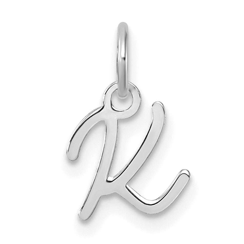 14K White Gold Uppercase Letter K Initial Charm