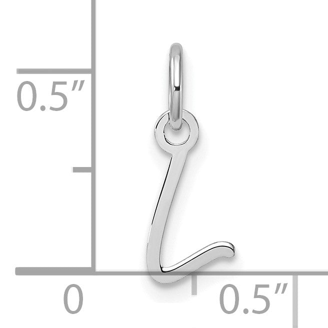 14K White Gold Uppercase Letter L Initial Charm