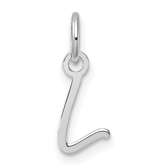 14K White Gold Uppercase Letter L Initial Charm