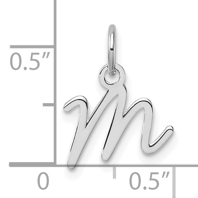 14K White Gold Uppercase Letter M Initial Charm