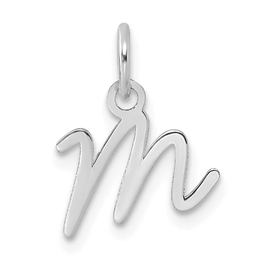14K White Gold Uppercase Letter M Initial Charm