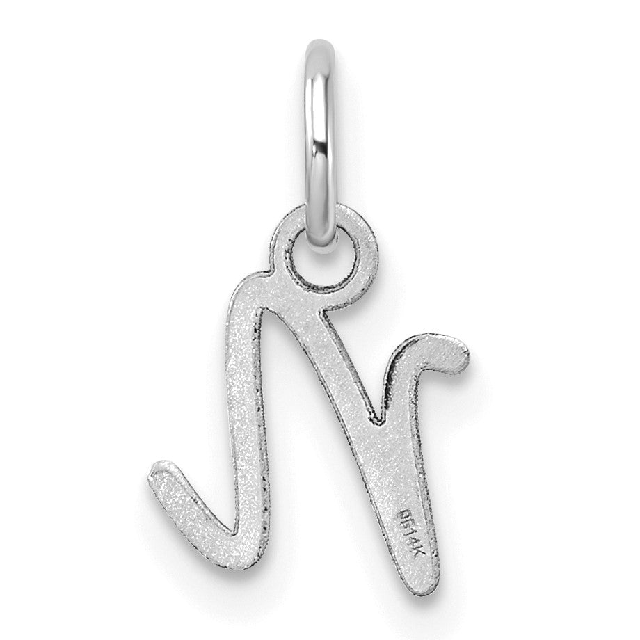 14K White Gold Uppercase Letter N Initial Charm