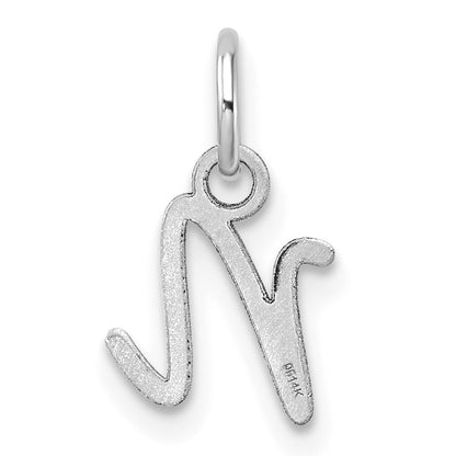 14K White Gold Uppercase Letter N Initial Charm