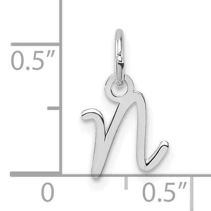 14K White Gold Uppercase Letter N Initial Charm