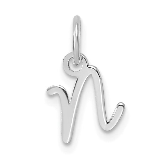 14K White Gold Uppercase Letter N Initial Charm