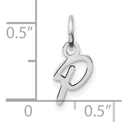 14K White Gold Uppercase Letter P Initial Charm