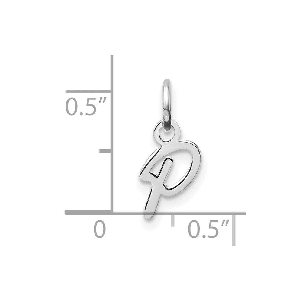 14K White Gold Uppercase Letter P Initial Charm