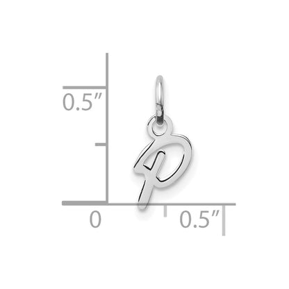 14K White Gold Uppercase Letter P Initial Charm