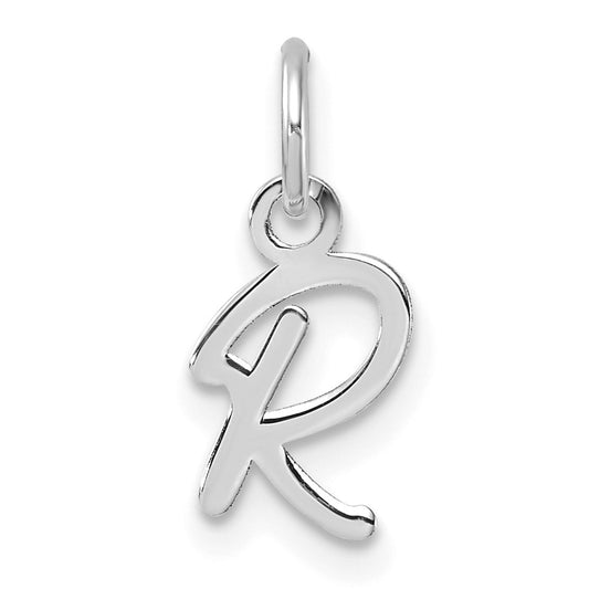 14K White Gold Uppercase Letter R Initial Charm