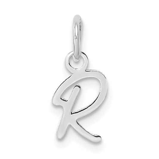 14K White Gold Uppercase Letter R Initial Charm