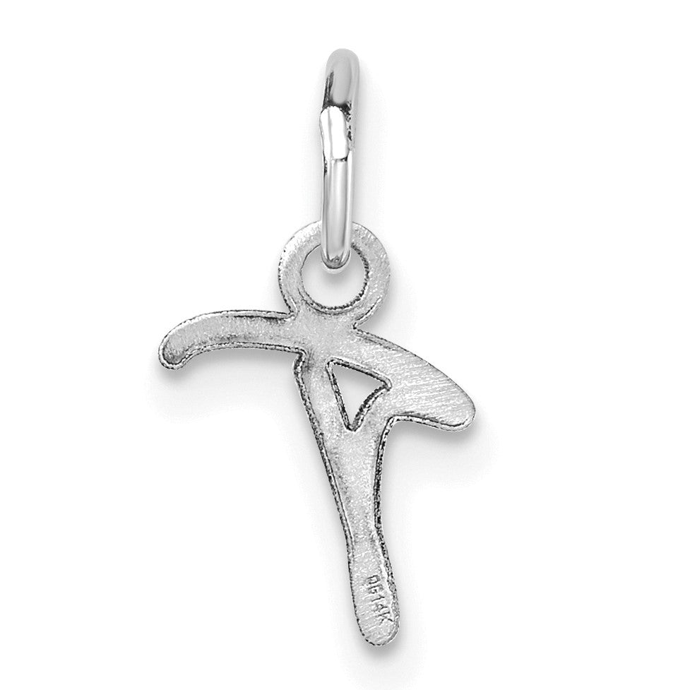 14K White Gold Uppercase Letter T Initial Charm