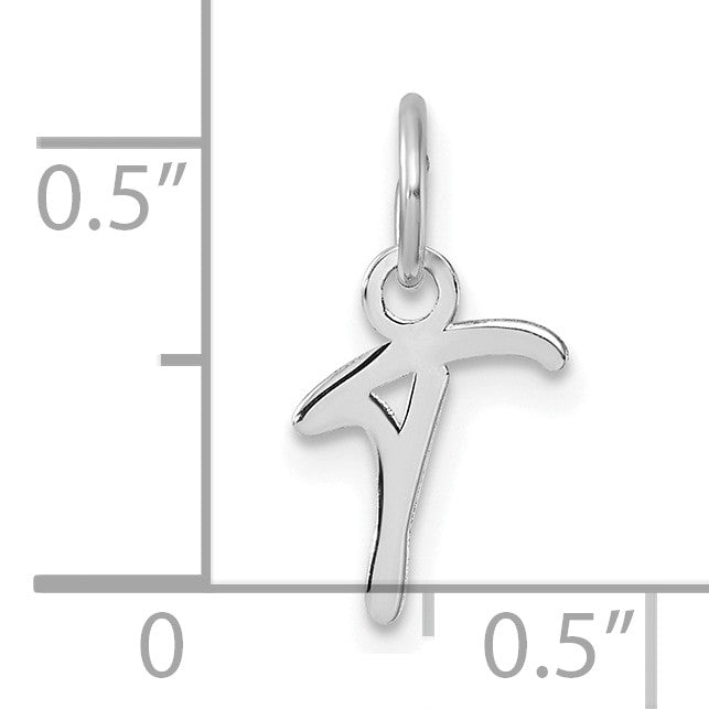 14K White Gold Uppercase Letter T Initial Charm