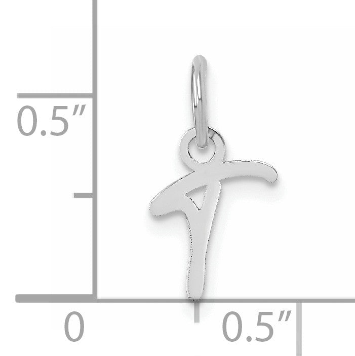 14K White Gold Uppercase Letter T Initial Charm