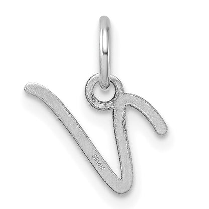 14K White Gold Uppercase Letter V Initial Charm