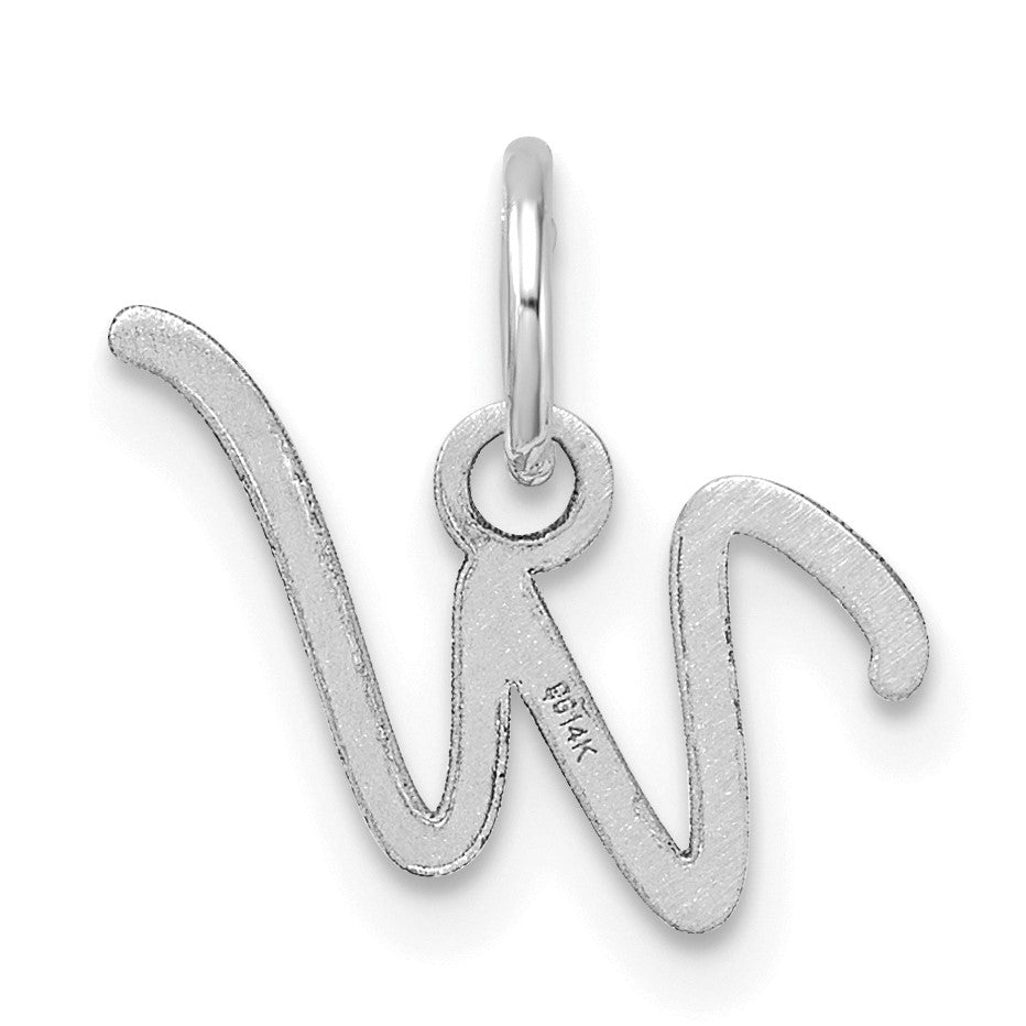 14K White Gold Uppercase Letter W Initial Charm