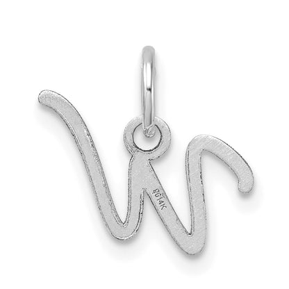 14K White Gold Uppercase Letter W Initial Charm