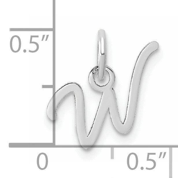14K White Gold Uppercase Letter W Initial Charm