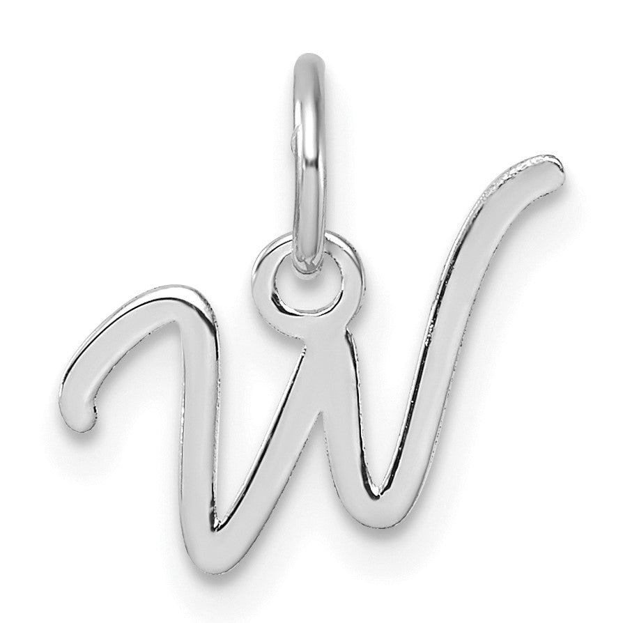 14K White Gold Uppercase Letter W Initial Charm