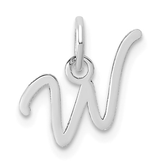 14K White Gold Uppercase Letter W Initial Charm