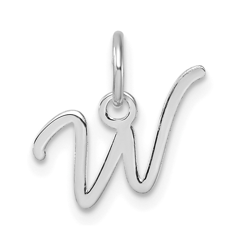 14K White Gold Uppercase Letter W Initial Charm