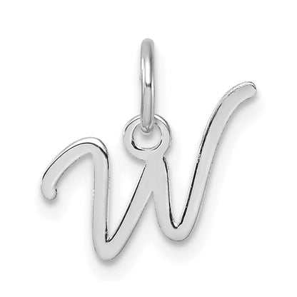 14K White Gold Uppercase Letter W Initial Charm