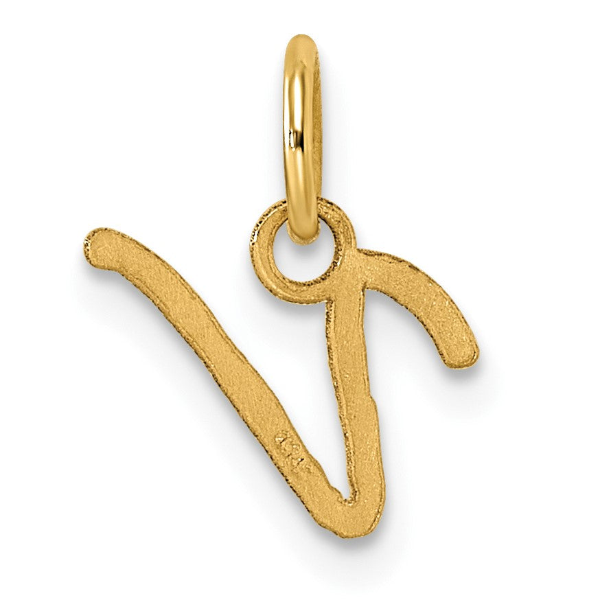 14K Uppercase Letter V Initial Charm