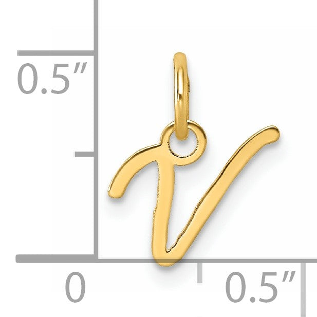 14K Uppercase Letter V Initial Charm