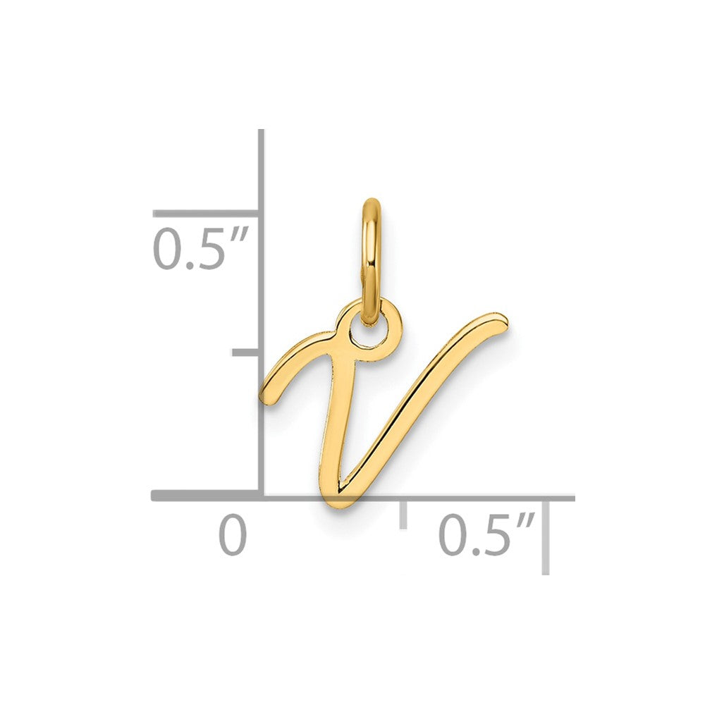 14K Uppercase Letter V Initial Charm