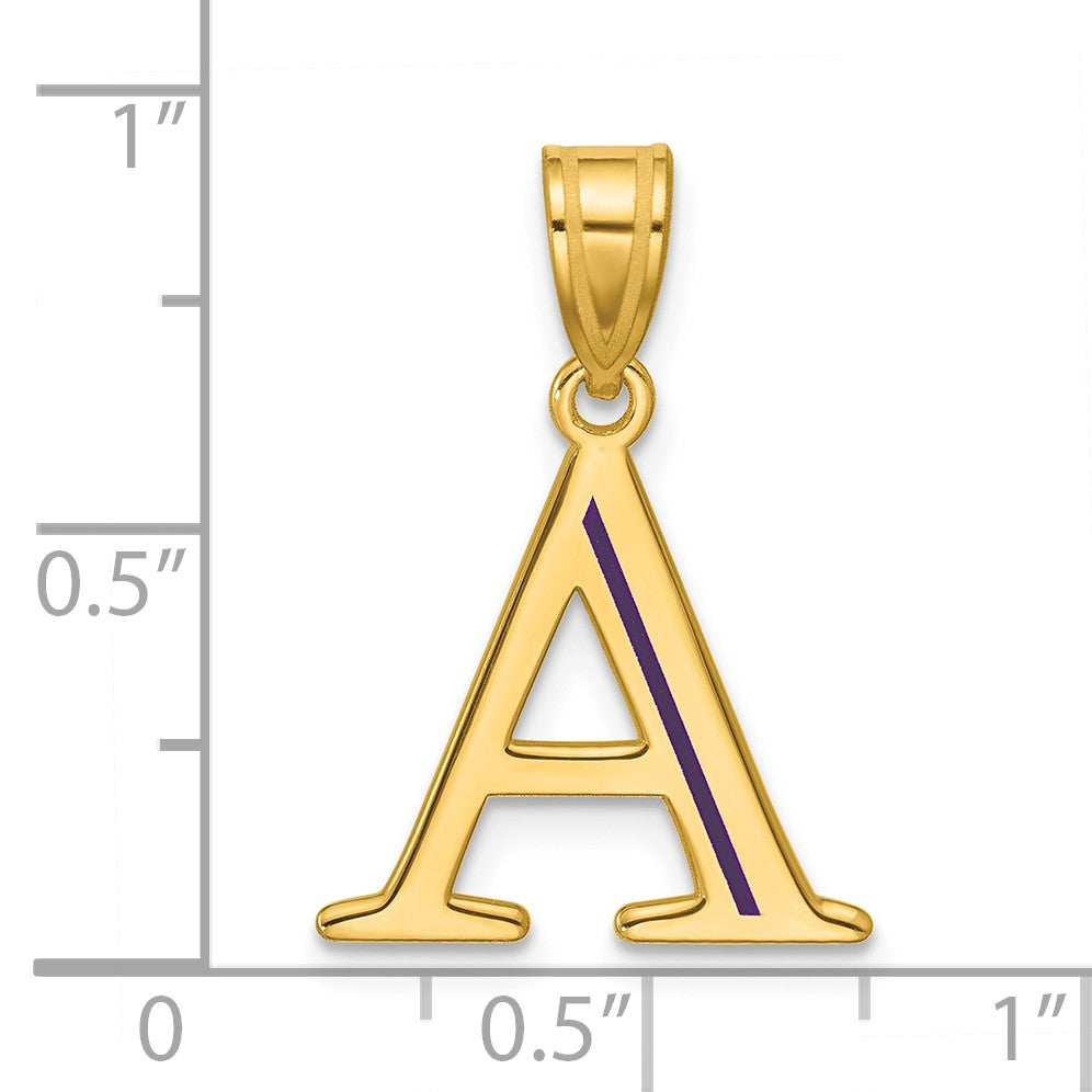 14k Yellow Gold Line Epoxy Initial Pendant