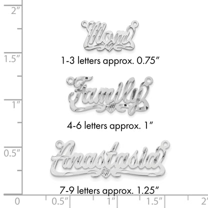 Sterling Silver/Rhodium-plated Diamond-cut Heart Name Plate