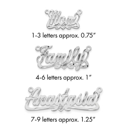 Sterling Silver/Rhodium-plated Diamond-cut Heart Name Plate