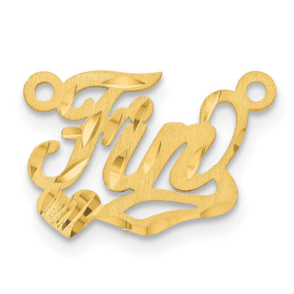 14k Yellow Gold Satin Diamond-cut Heart Name Plate
