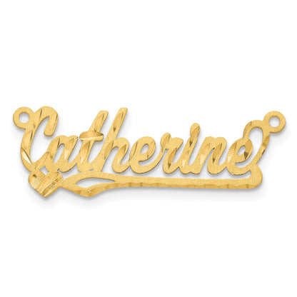14k Yellow Gold Satin Diamond-cut Heart Name Plate