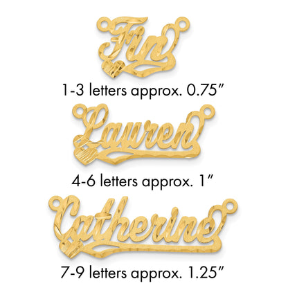 14k Yellow Gold Satin Diamond-cut Heart Name Plate