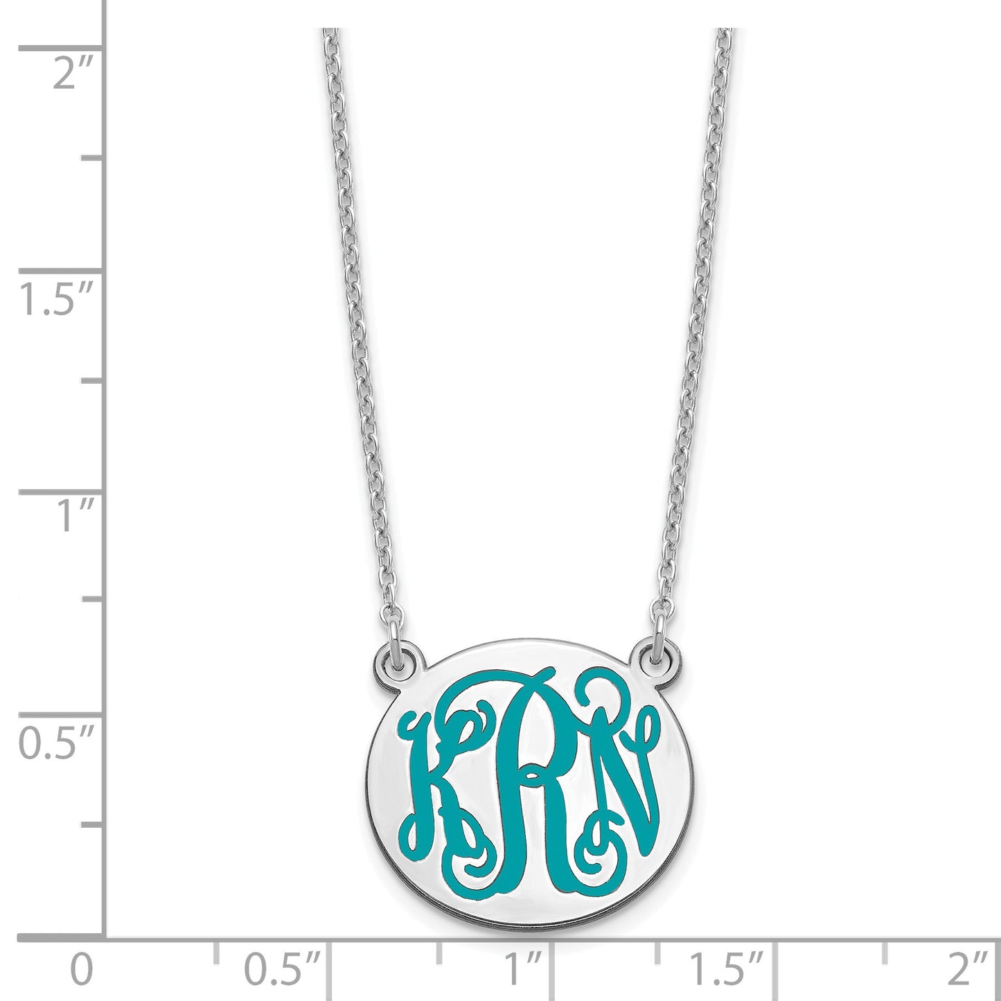 Sterling Silver/Rh-plated Small Round Epoxy Monogram Necklace