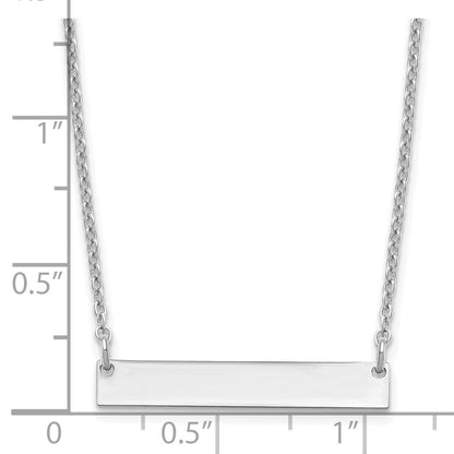 Sterling Silver/Rhodium-plated Small Blank Bar Necklace