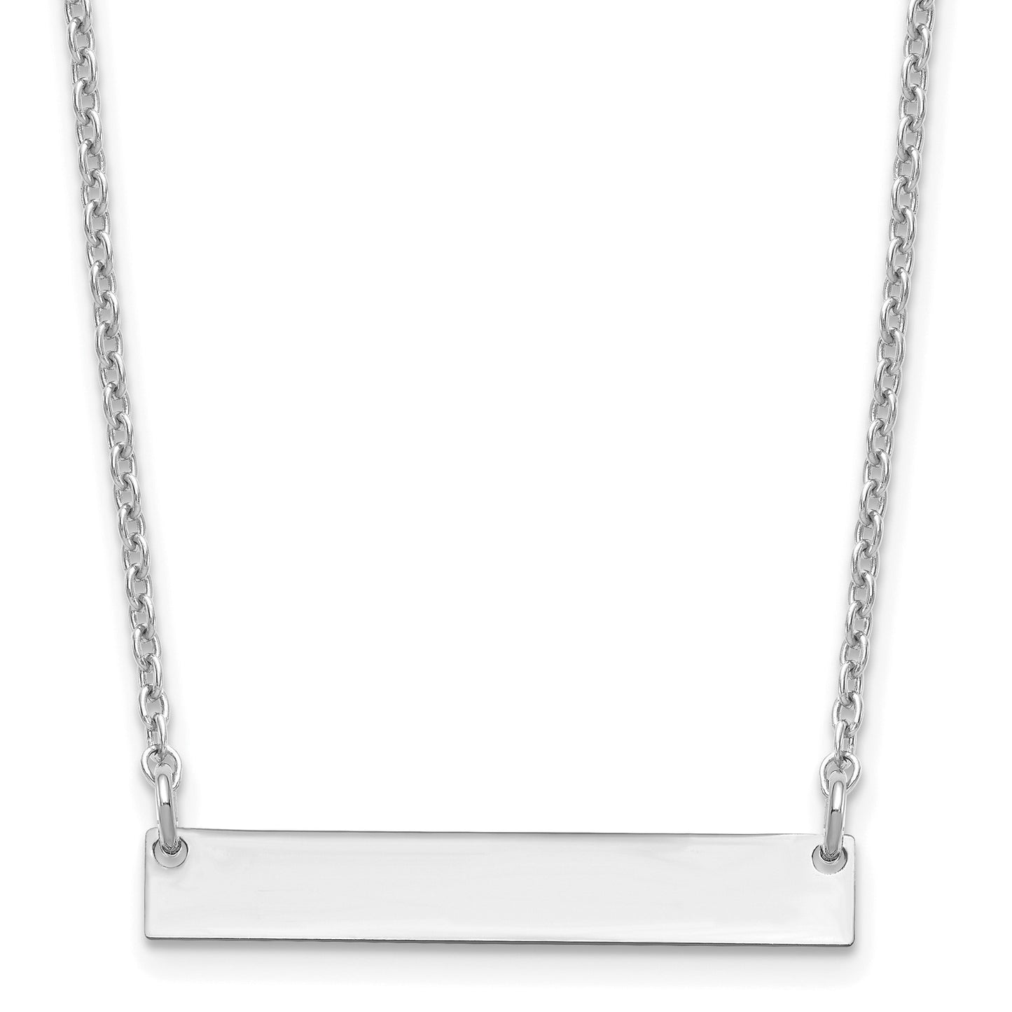 Sterling Silver/Rhodium-plated Small Blank Bar Necklace