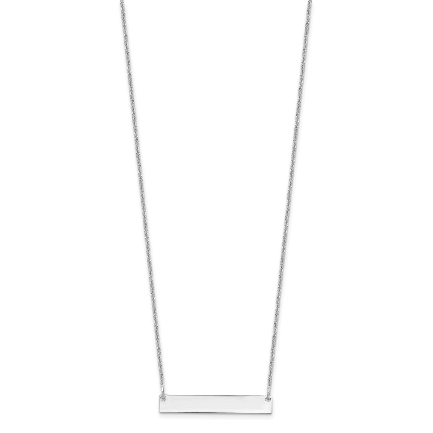 14k White Gold Small Polished Blank Bar Necklace