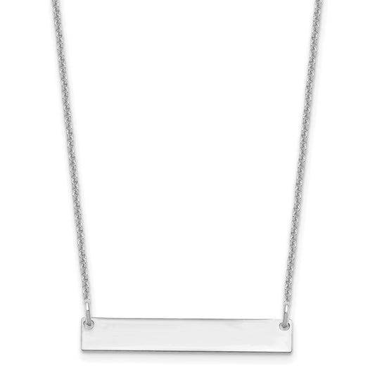14k White Gold Small Polished Blank Bar Necklace