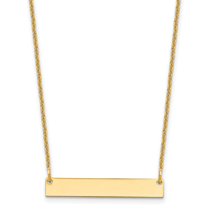 14k Yellow Gold Small Polished Blank Bar Necklace