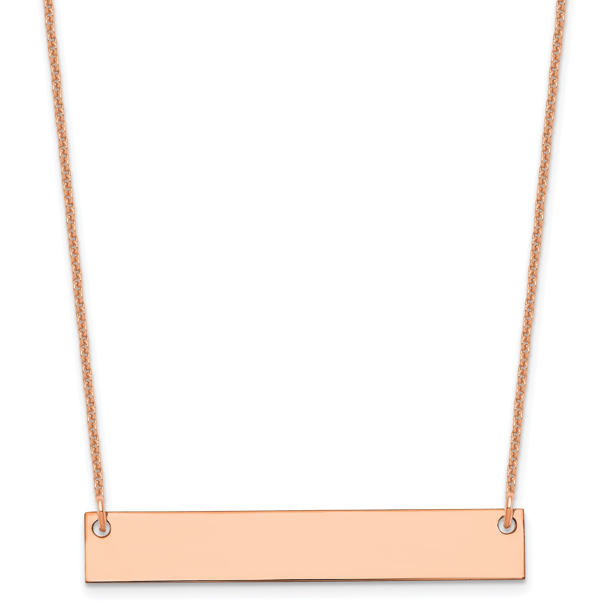 14k Rose Gold Medium Blank Bar Necklace