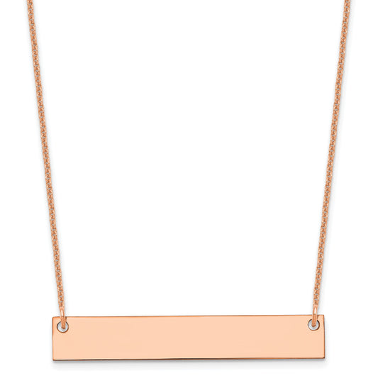 14k Rose Gold Medium Blank Bar Necklace