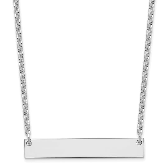 Sterling Silver/Rhodium-plated Medium Blank Bar Necklace