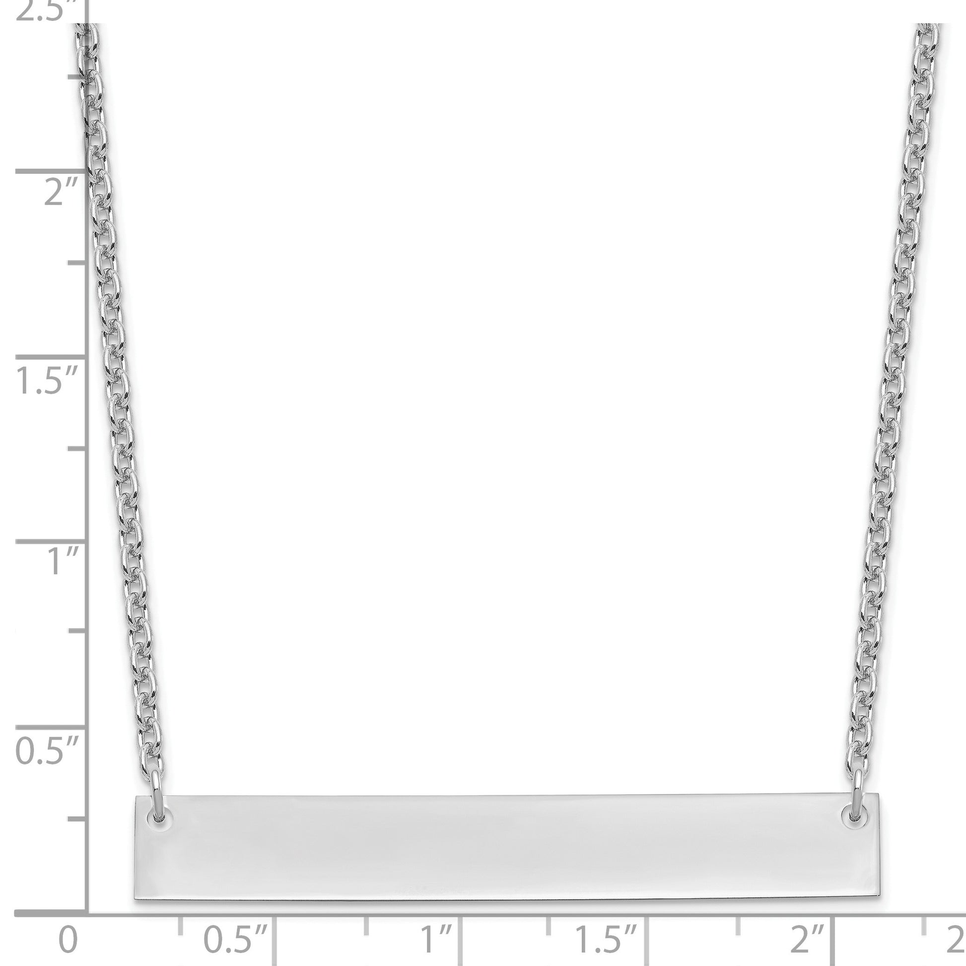 Sterling Silver/Rhodium-plated Large Blank Bar Necklace