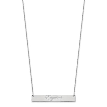 14k White Gold Medium EDWARDIAN SCRRIPT Bar Necklace