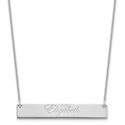 14k White Gold Medium EDWARDIAN SCRRIPT Bar Necklace